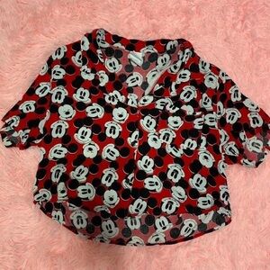Disney Mickey Mouse All-Over Print Button Up Shirt Size Medium